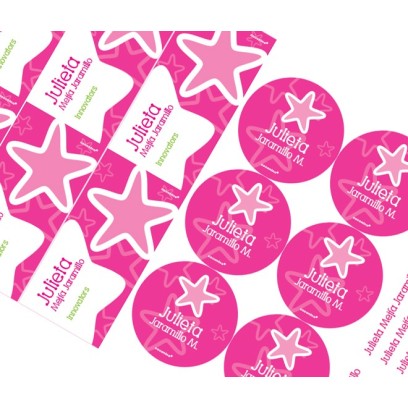 KE0027 Fucsia - Kit Escolar - Estrellas