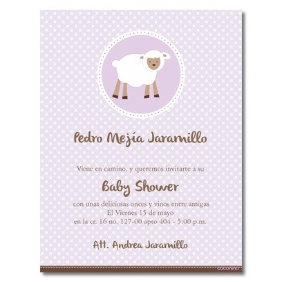 b0010 S Violeta - Invitaciones - Baby Shower Oveja