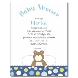 b0013 S Azul - Invitaciones - Baby Shower Oso