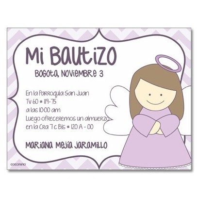 b0027 Violeta - Invitaciones - Bautizo