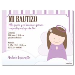 b0029 Violeta - Invitaciones - Bautizo