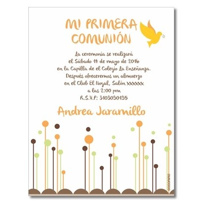 b0007C Naranja - Invitaciones Primera Comunion