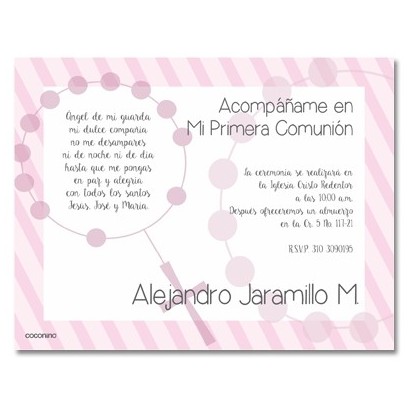 b0020 C rosado - Invitaciones Primera Comunion
