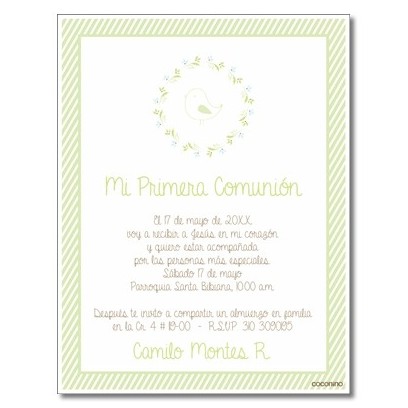 b0025 C Verde - Invitaciones Primera Comunion