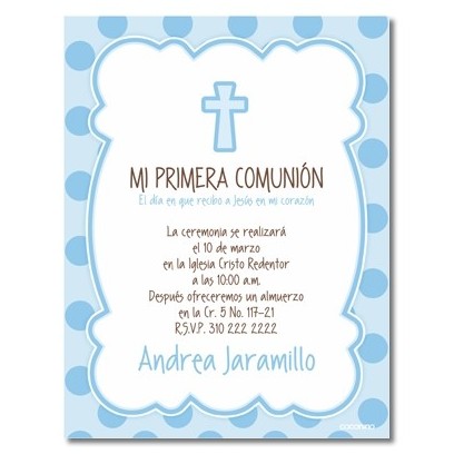 b0055 C Azul - Invitaciones - Bautizo