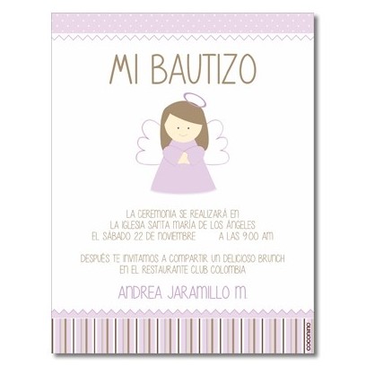 b0057 violeta - Invitaciones - Bautizo