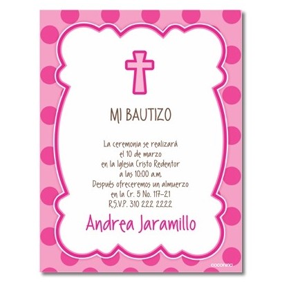 b0055 B rosado - Invitaciones - Bautizo