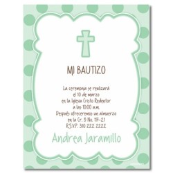 b0055 B verde - Invitaciones - Bautizo