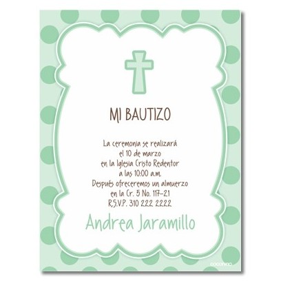 b0055 B verde - Invitaciones - Bautizo