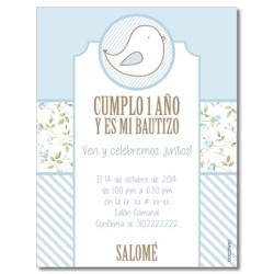 b0047 B azul - Invitaciones - Bautizo