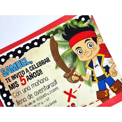 c0284 - Invitaciones de cumpleaños - Jake y los piratas del país de nunca jamás