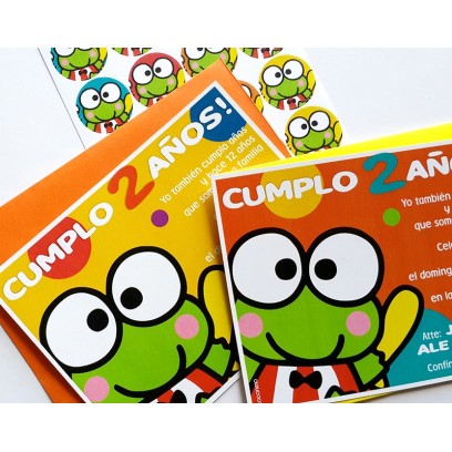 c0298 Amarillo - Invitaciones de cumpleaños - keroppi