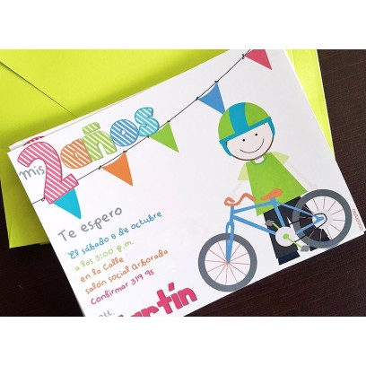 c0356 - Invitaciones de cumpleaños - Bicicleta