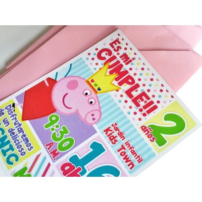 c0232 - Invitaciones de cumpleaños - peppa pig