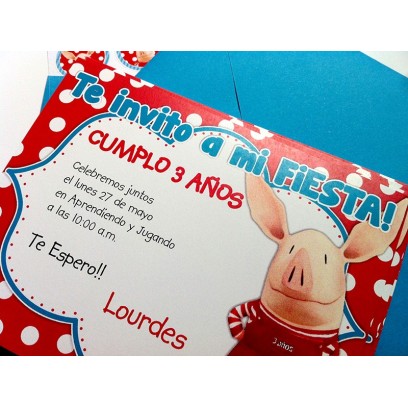 c0258 - Invitaciones de cumpleaños - cerdito