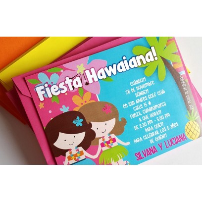 c0303 - Invitaciones de cumpleaños - Hawaianas