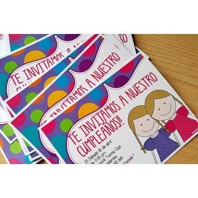 c0334 - Invitaciones de cumpleaños - Gemelas